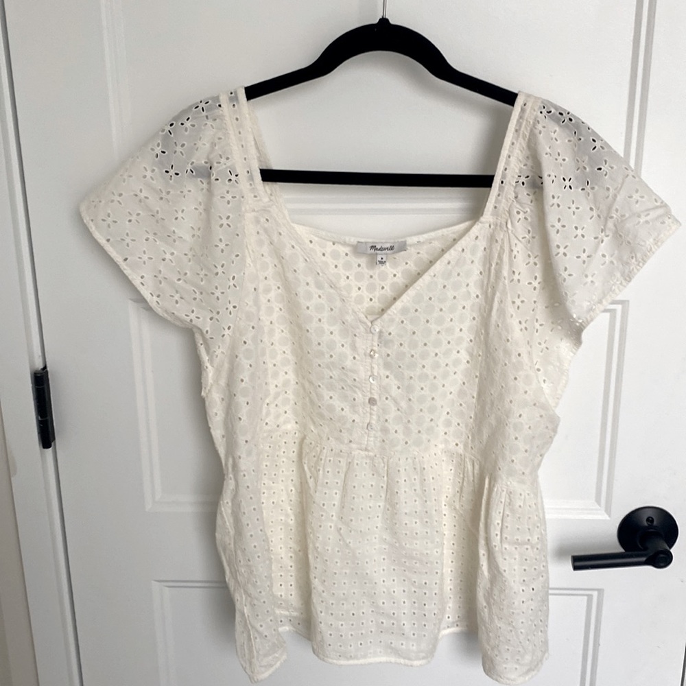 NWT - Madewell Eyelet Cream Top